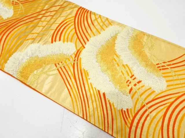 笠松に荒波模様織り出し　袋帯